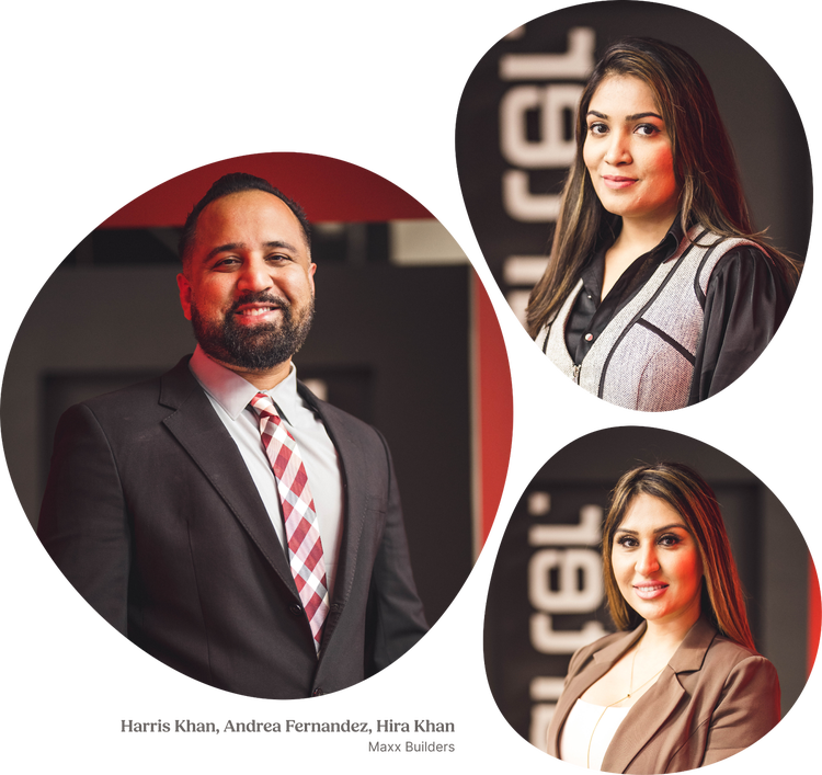 Harris Khan, Andrea Fernandez and Hira Khan from Maxx Builders