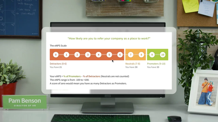 BambooHR Employee Satisfaction with eNPS on a computer